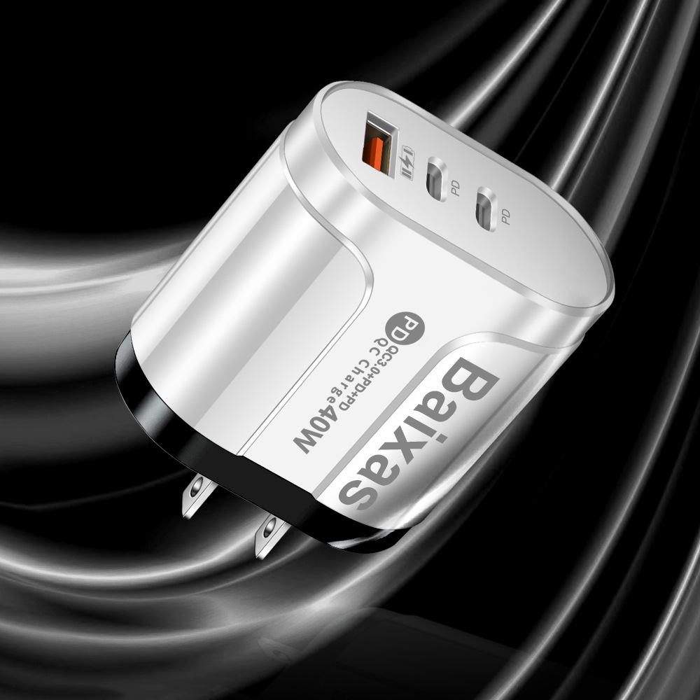 Universal Charger with US, EU, UK, AU Compatibility - Original Power Adapter with 1 USB-A and 2 USB-C Ports.