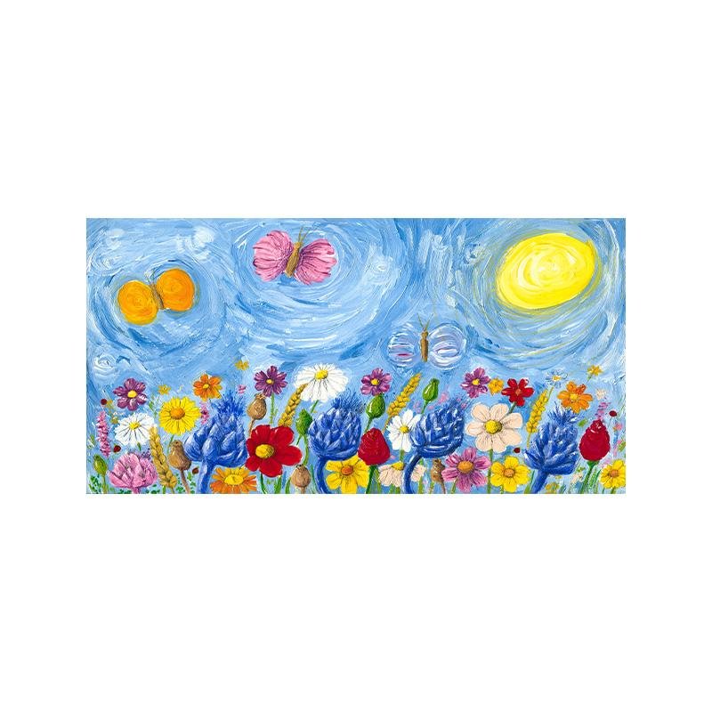 

Луг, полный красочных цветов, пейзажная живопись, современная печать, художественное произведение для спальни, офиса, домашнего декора 20x40cm