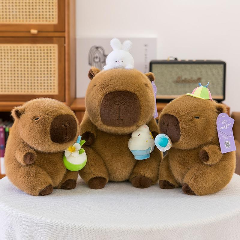 Football Sports Capybara Doll Ice Cream Coconut Tree Cartoon Pibara Doll Gift Ornament Doll Machine Toy