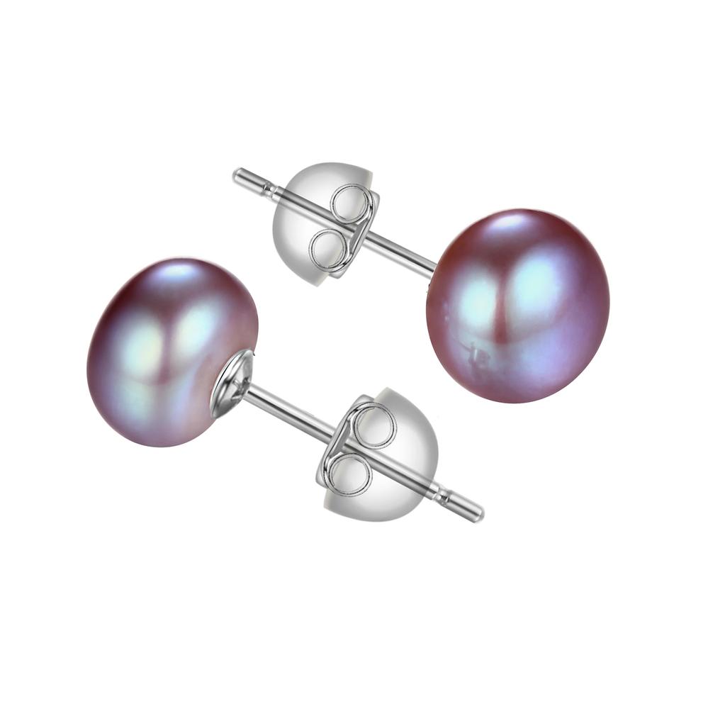 Orecchini a lobo con perle d'acqua dolce naturali in argento sterling 925 Orecchini con perle bianche coltivate per orecchini da donna Gioielli