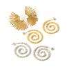 Exaggerated Retro Fan-Shaped Ray Earrings in 18K Gold & Stainless Steel