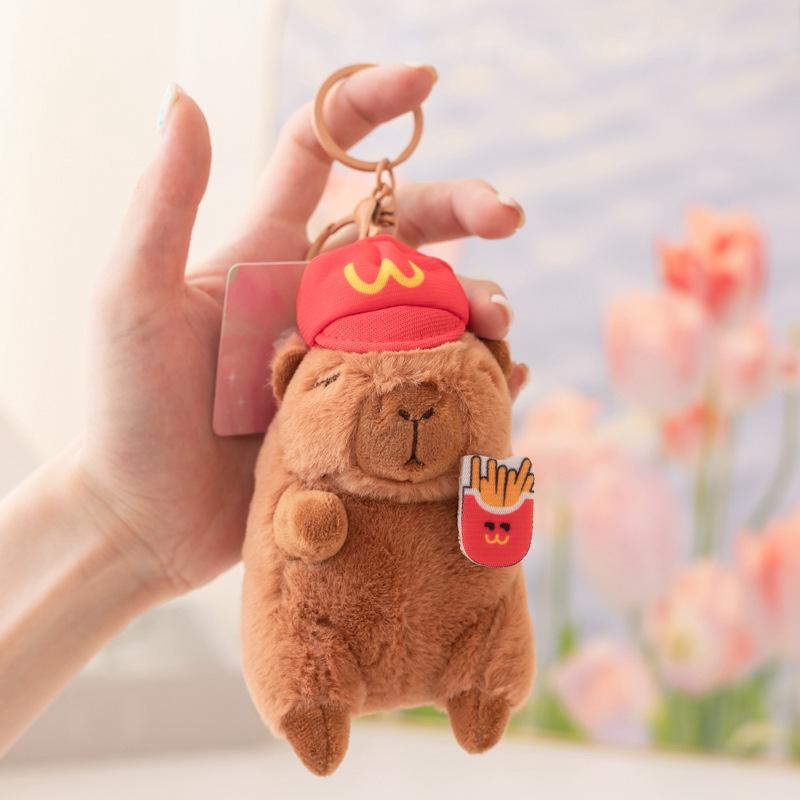 Cartoon Capibara Capybara Doll Plush Toy Hamburger Capybara Panda Small Pendant Bag Keychain