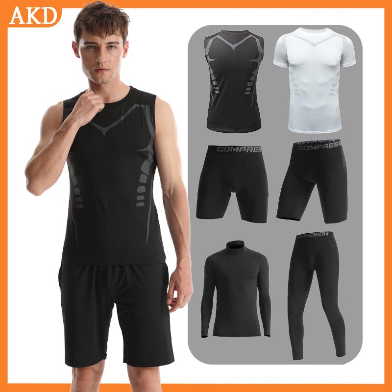 Men's Quick-Dry Summer Sports Set: Elastic T-Shirt & Breathable Vest for Outdoor Fitness and Running
