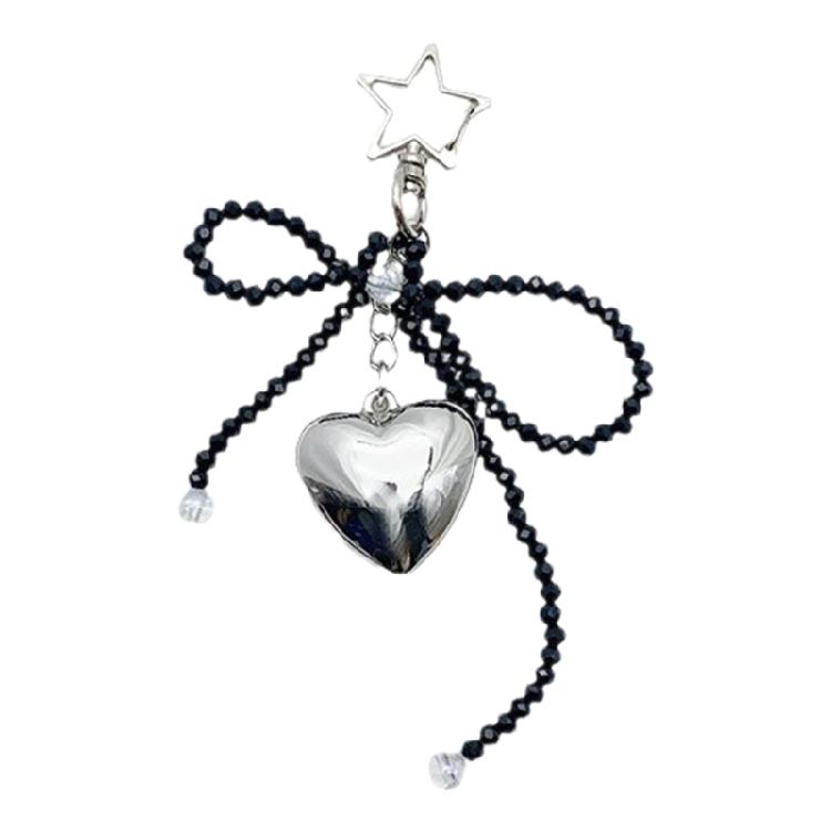 Beautiful Heart Keychain Charm Elegant Bowknot Keyrings for Fashion Enthusiasts