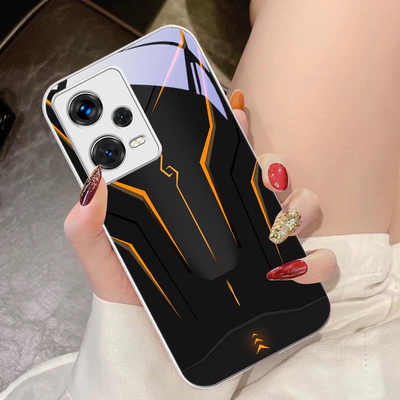 Cool Mech White For Xiaomi 14 Ultra 13 Lite Redmi Note 13 11 Pro 12 Plus Poco X6 3 Pro F4 6 GT Tempered Glass Phone Case