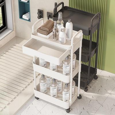 Étagère de Rangement Compacte à Roulettes Multi-Niveaux pour Cuisine, Dortoir ou Salle de Bain