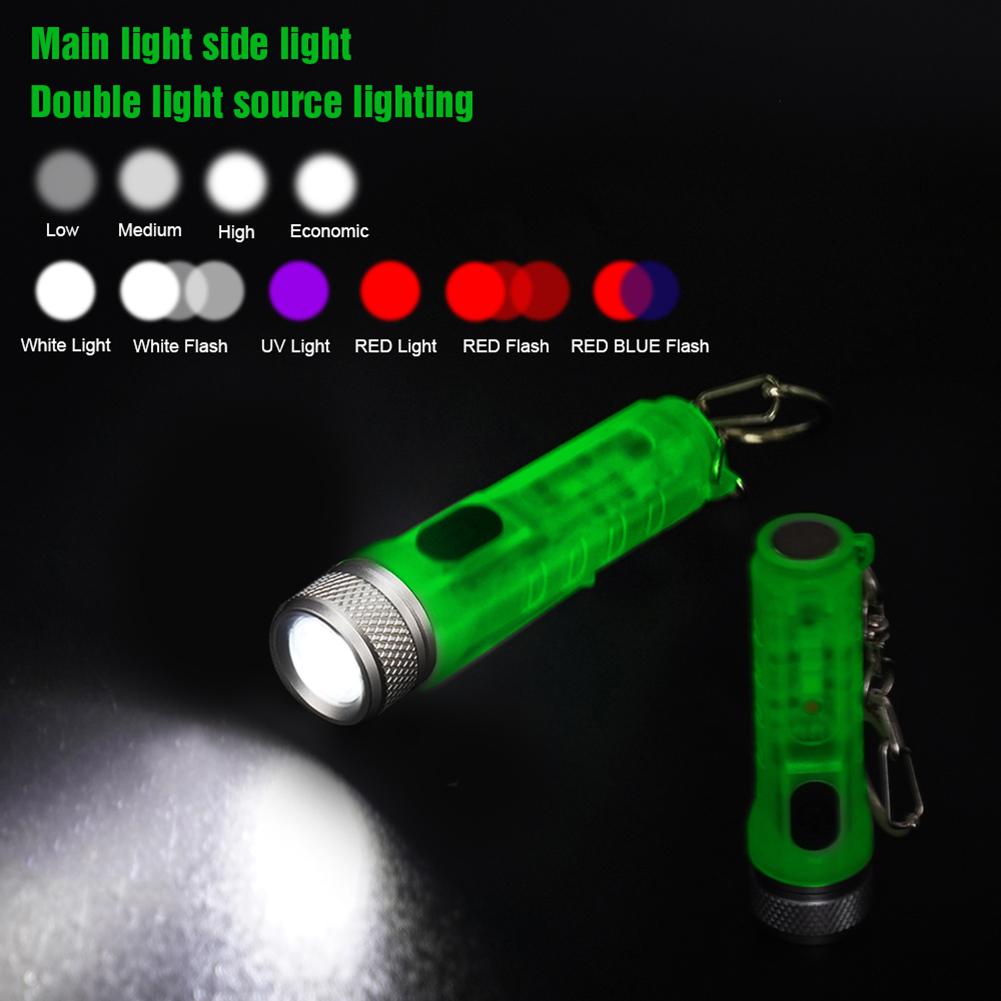 Mini Multitool Camping Survival Light USB Rechargeable LED Flashlight Keychain Pocket Torch Lamp Outdoor Emergency Gadgets
