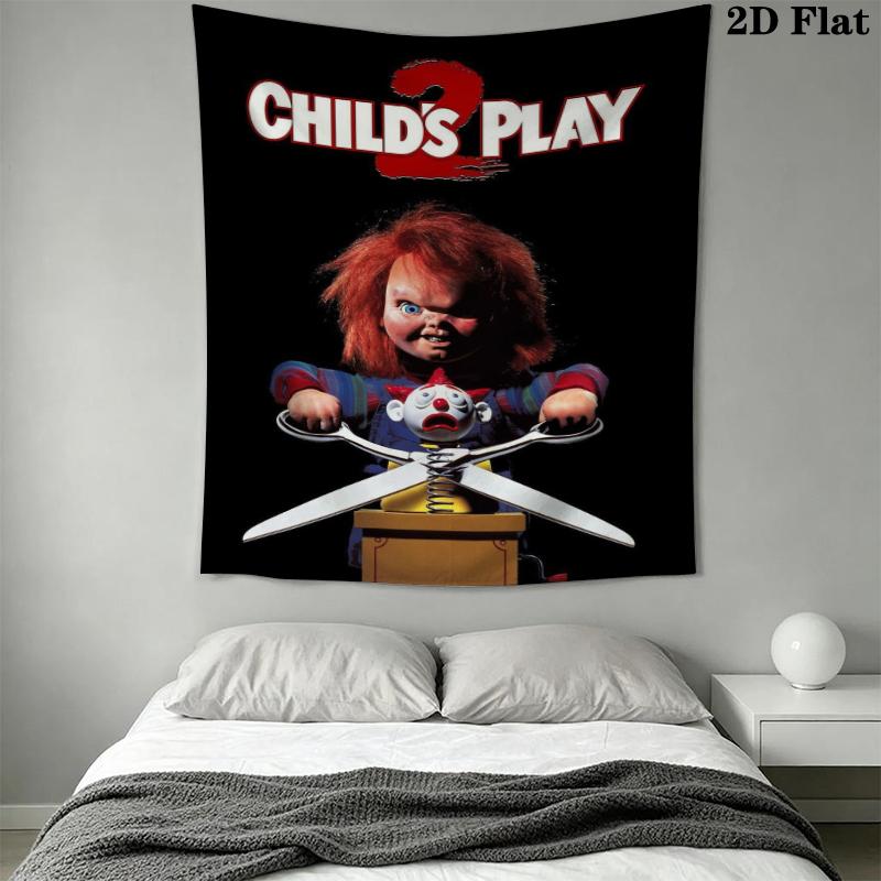 Arazzo da Parete Chucky Appeso Estetico alla Parete Coperta in Tessuto Stampato Arazzi Decorativi per Camera da Letto Soggiorno Decorazioni per la Casa