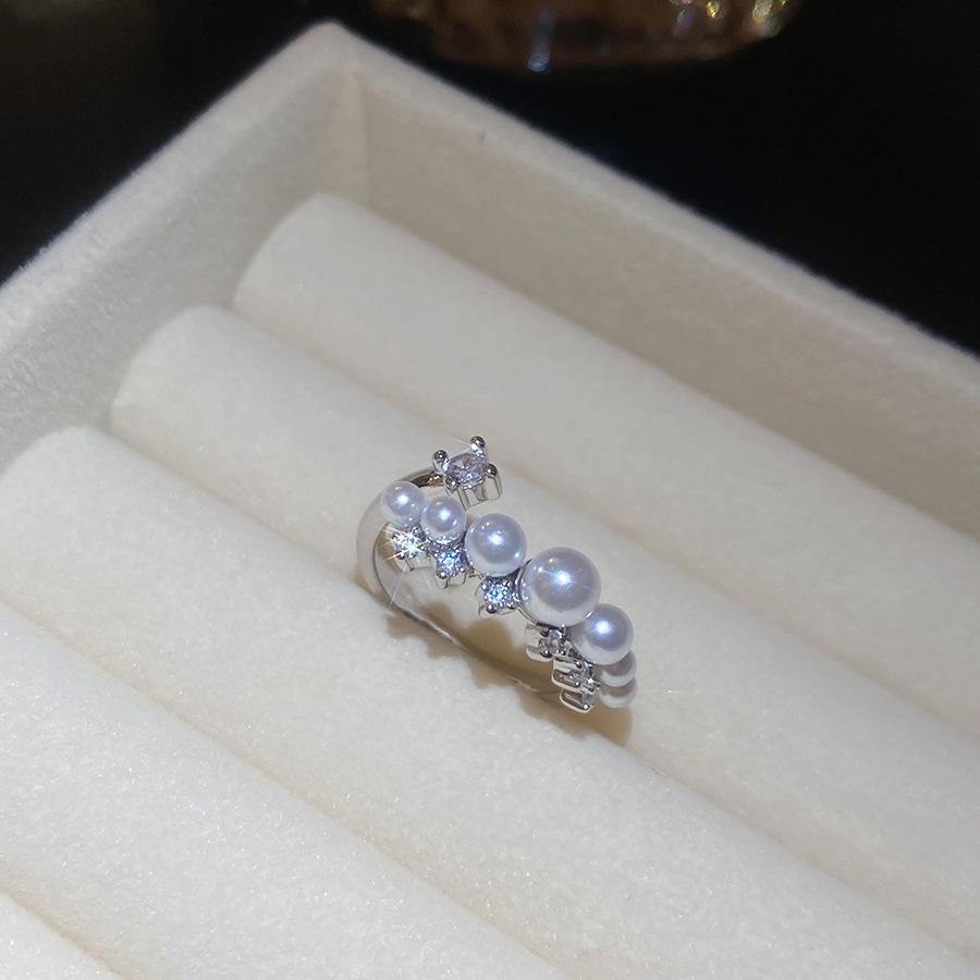 Elegant Baroque Zircon & Imitation Pearl Open Ring - Vintage High-End Jewelry for Index Finger