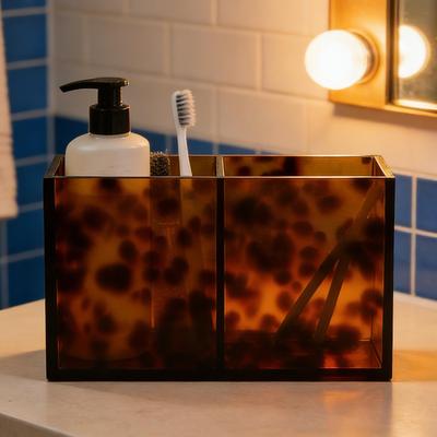 Tortoise Print Acrylic Tray Organizer For Vanity, Leopard Style Nightstand Dresser Or Bathroom Counter Storage
