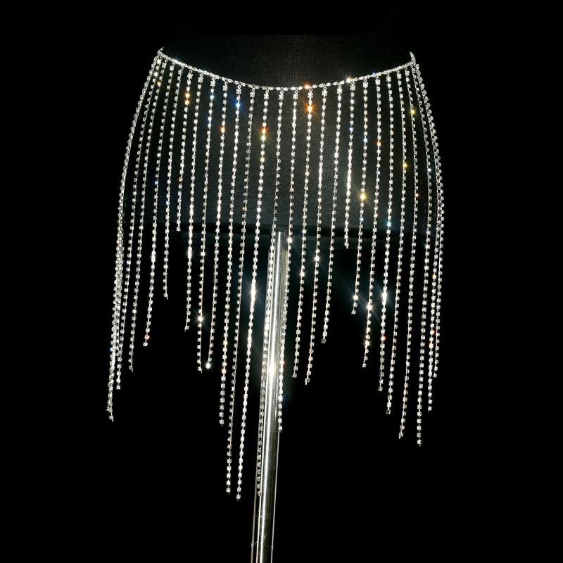 Waist Chain Body Chainsexy Shiny Tassel Rhinestone Skirt Belly Dance Body Chain