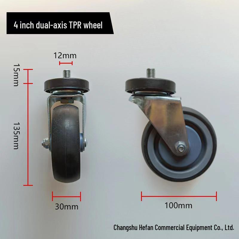 Silent 4  & 5  TPR Rubber Shopping Cart Wheels, Wear-Resistant Double Bearing Swivel Casters for Hand Trucks