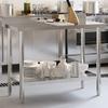 Vidaxl Kitchen Work Table With Edge, 110X55X93 Cm, Stainless Steel