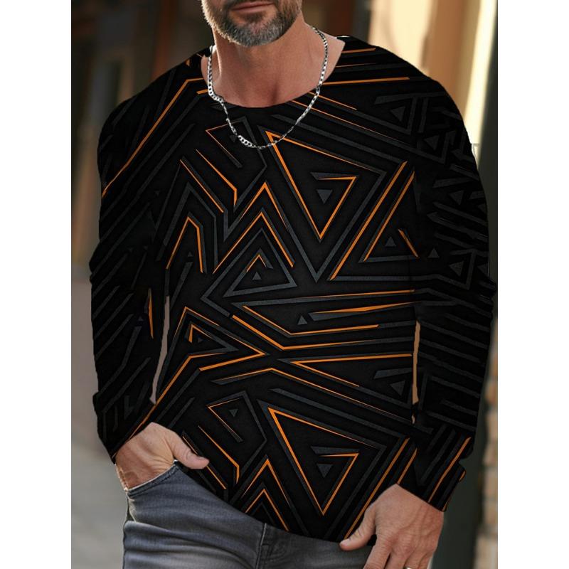 Daily Exercise Men's Training Top Street Style Men's Fashionable T-shirt 3D Printed Men's Warm Long-sleeved T-shirt For Autumn