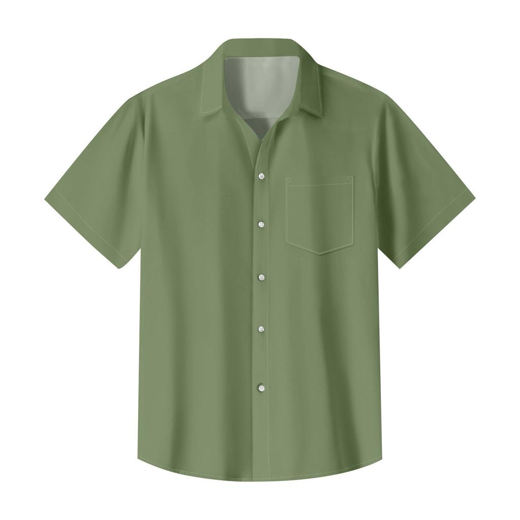 Men's Casual Short Sleeve Button-Down Shirt, Lightweight Breathable Fabric, Stylish Summer Wear, , Sizes S-XXL