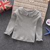 Baby Girl Kids Cotton Peter Pan Collar Long Sleeve Solid Color Top Cute T-shirt for Babys