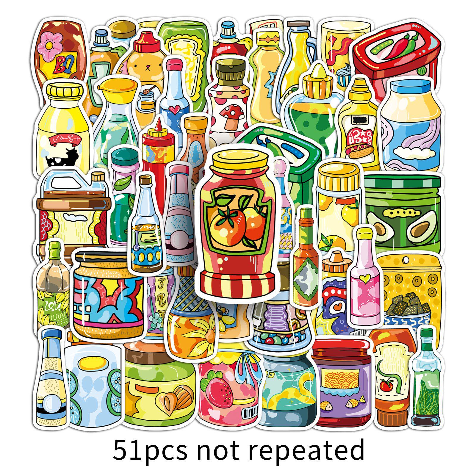 

50-Pack Waterproof Food-Themed Stickers for DIY, Graffiti, and Epoxy Projects