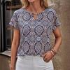 Damenmode Casual Sommer Frühling Geometrischer Druck Kurzarm O-Ausschnitt Blusen & Hemden