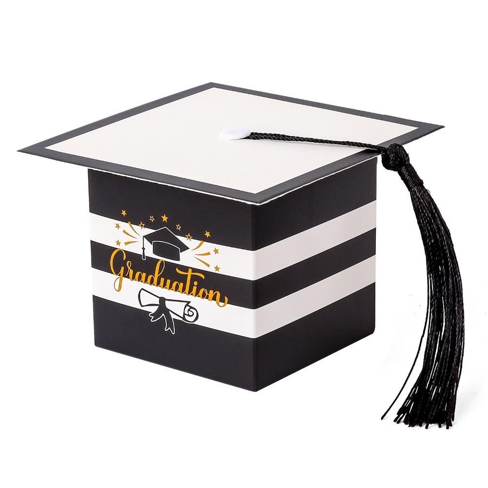 12Pcs Colorful Graduation Candy Box Creative Doctoral Hat Candy Boxes Graduation Party