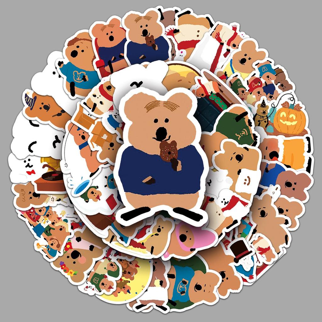 50pcs Cute Animal Stickers: Bell Pepper Bears & Quokkas - Waterproof for Phone Cases & Stationery.