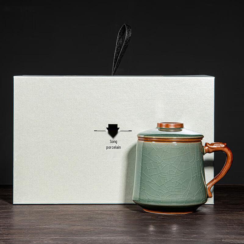 

Minxun New Chinese Style Ge Ware Dragon Handle Tea Mug Gift Set