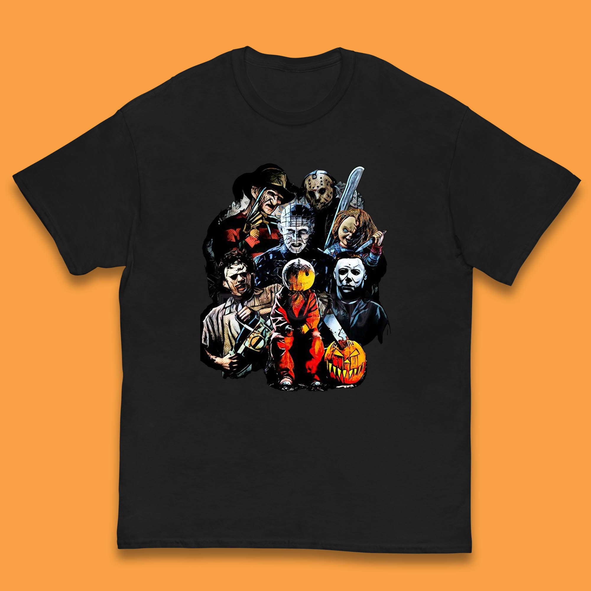 Halloween Horror Movie Characters Friends Halloween Villians Serial Killers Kids T Shirt 140