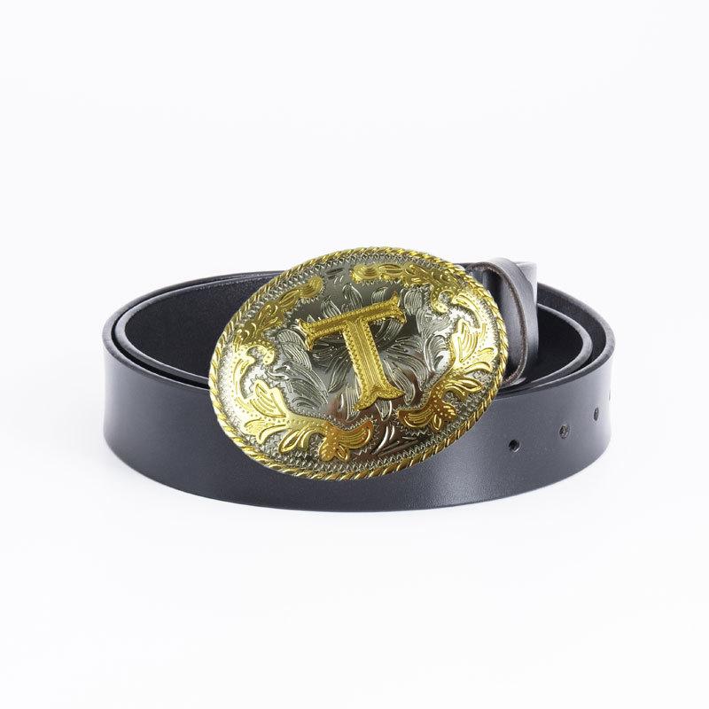 

Ремень из цельной коровьей кожи с овальной пряжкой из белого золота K-типа, антикварный ремень 100cm