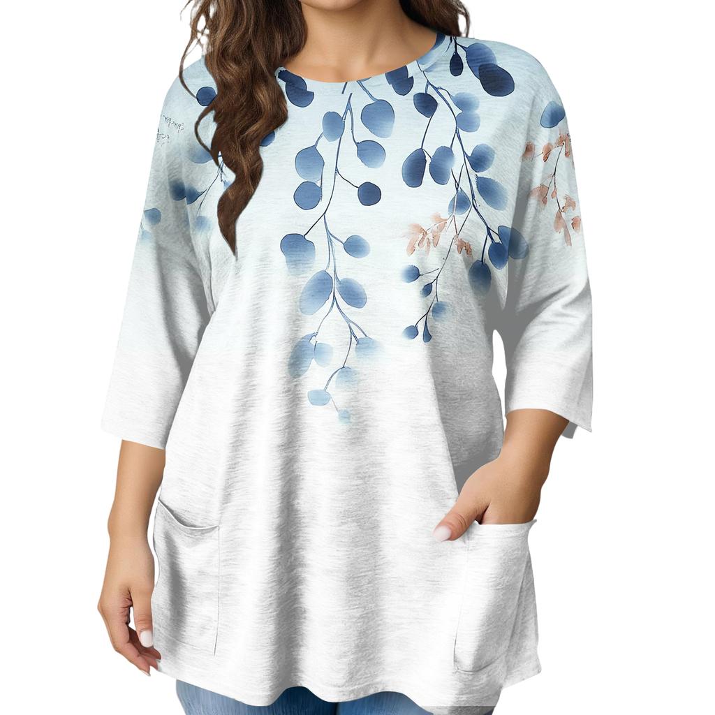 Blusa Estampada de Manga Corta de Moda para Mujer Tallas Grandes para un Look Elegante de Oficina y Casual
