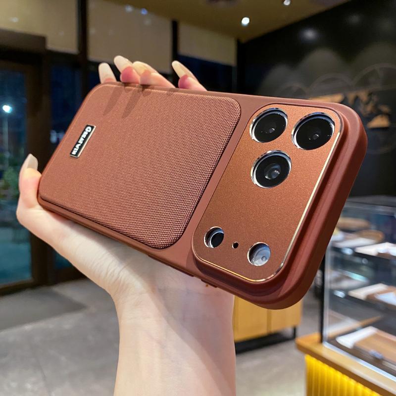 

For MagSafe Solid Color Matte Soft TPU TechWoven Metal Lens Protection Phone Case For iPhone 17 Pro Max 15 13 14 16 Pro Max Case iPhone 13 коричневий