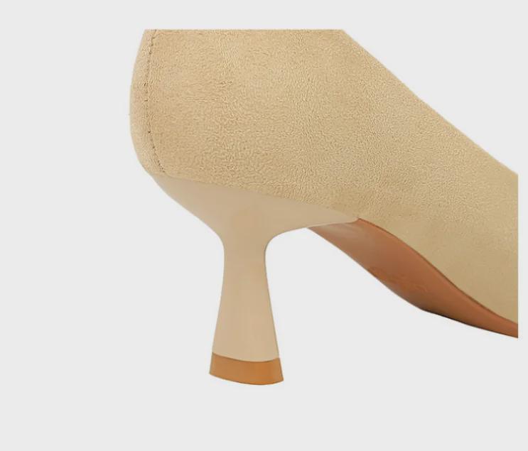 Korejská móda semišové vysoké podpatky - Dámské boty se čtvercovou špičkou pro jaro a podzim