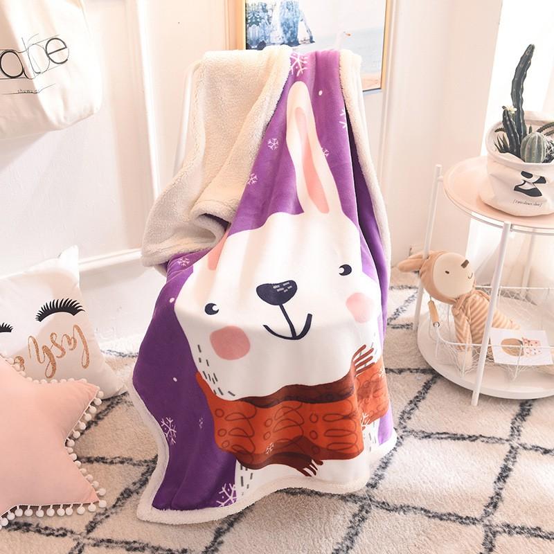 Soft Cartoon Fleece Blanket Toddlers Nap Time Double-Layer Sherpa 100x140cm Kids Bedding