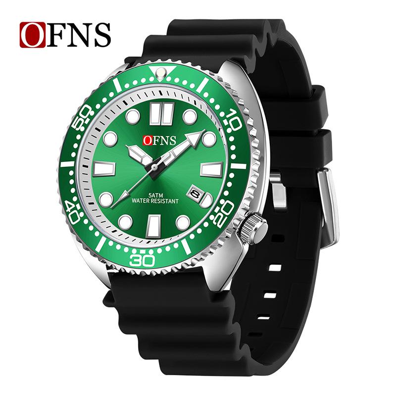 Oufannishi Waterproof Quartz Men's Watch with Luminous Dial, Rotating Bezel, and Calendar