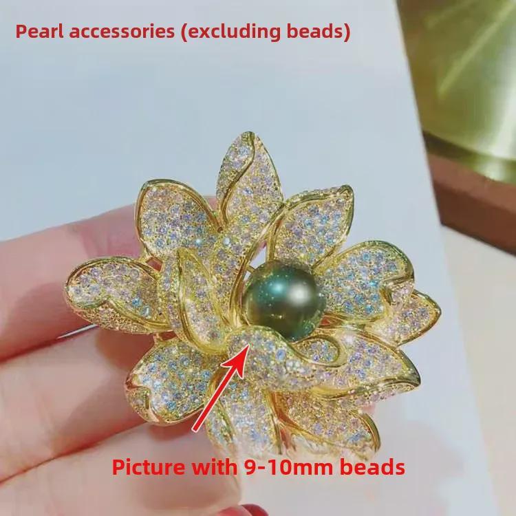 DIY Lotus Pearl Brooch Kit: Semi-Finished Corsage Pin with Needle for Women