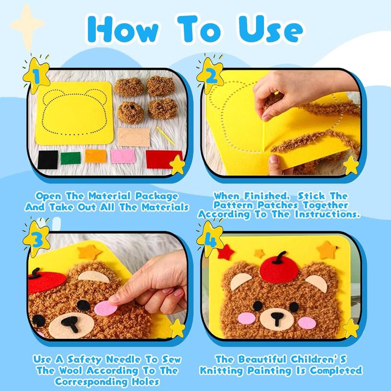 DIY Cartoon Tier Stickerei Puppen Kits Spaß Vliesstoff Einfädeln Nähbretter Kinder Kinder Handgemachte Bastelarbeiten Spielzeug Geschenke