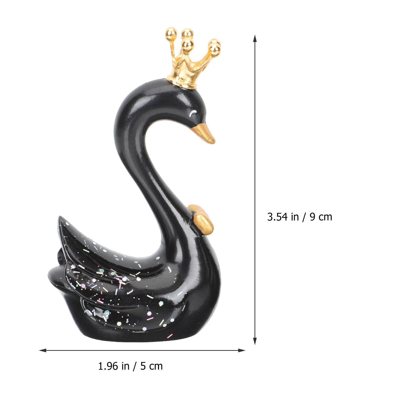 1 Pair Creative Resin Swan Car Ornament Home Office Cake Topper Delicate Decorative Swan Sculpture Cake Decorations чёрный