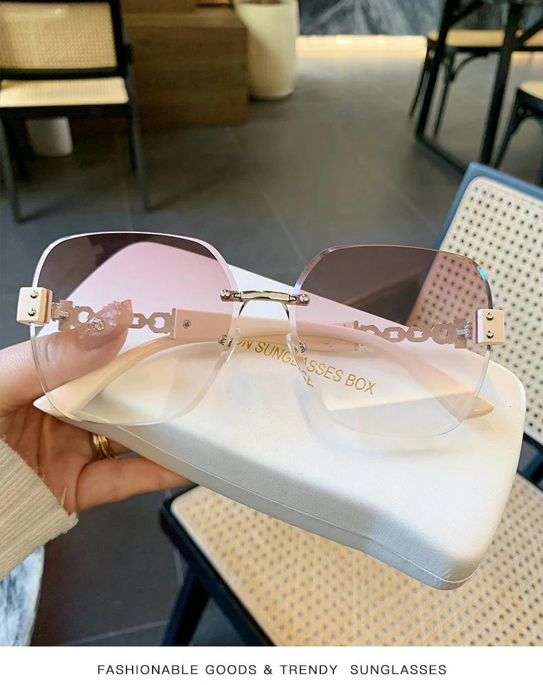 New Square Sunglasses Women Cool Brand Designer Colorful Sun Glasses Female Rimless Round Outdoor Eyewear