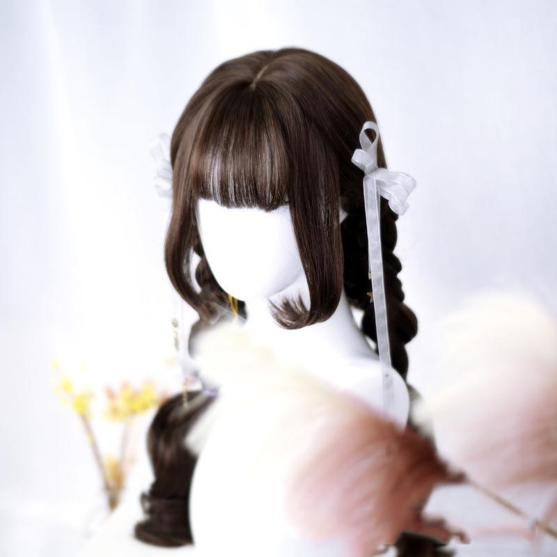 Bybrana Ladies Wear Cute And Beautiful High Temperature Wigs, Brown Long Hair, Big Wavy Bangs, Lolita