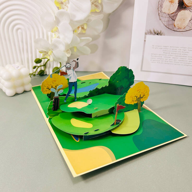 Pop Up Creative 3D Greeting Card Sports Golf Handmade Gift Paper Carving Gifts Thank You Cards For Business