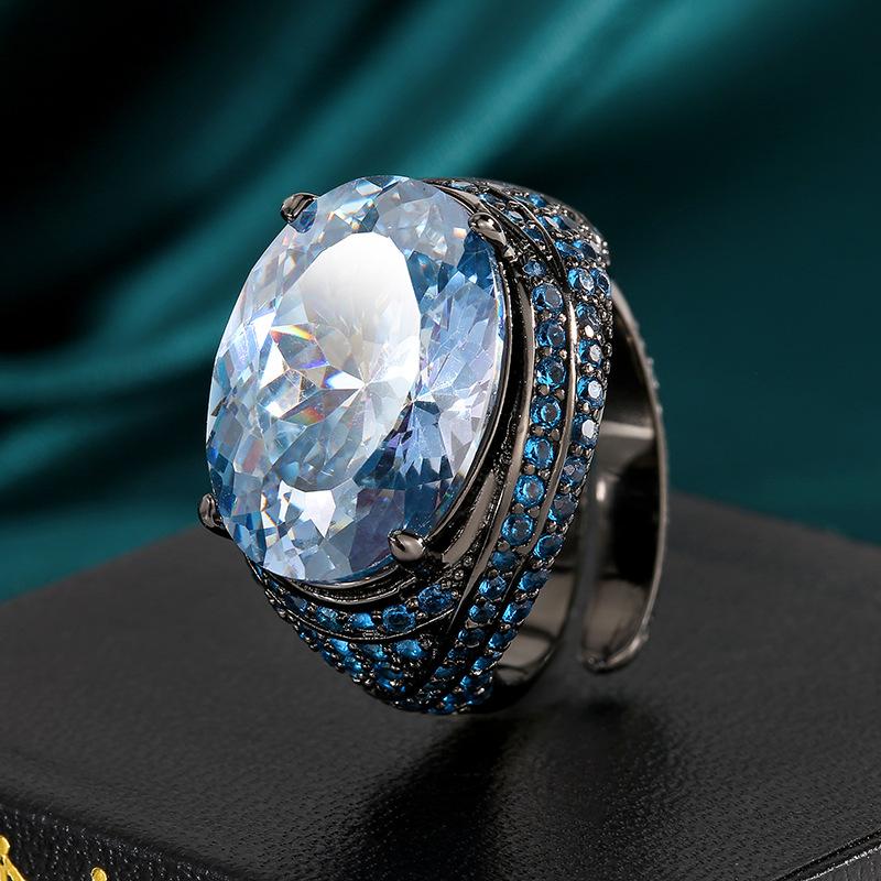Jewelry Copper Bottom Gold-Plated Simulation Red Corundum Copper Inlaid Black Gold Ring Heroine Stone 13 * 18