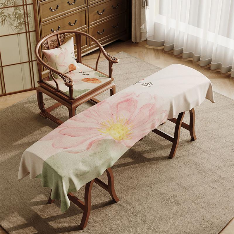 Lotus Printed Guzheng Cover Chinese Zither Dust Proof Protector Elegant Flannel Soft Piano Keyboard Cover for Women Home Decor