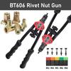 1X Manual Rivet Nut Gun Tool with 200Pcs Nuts  Hand Rivet Nut Gun M3 M4 M5 M6 M8 Double Insert Manual Double Handle Riveter Tool