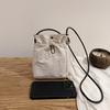 Ladies Vintage Solid Mini Crossbody Bag,Drawstring Closure Coin Purse With Adjustable Strap,Casual Multi-use Shoulder Handbag For Women Daily