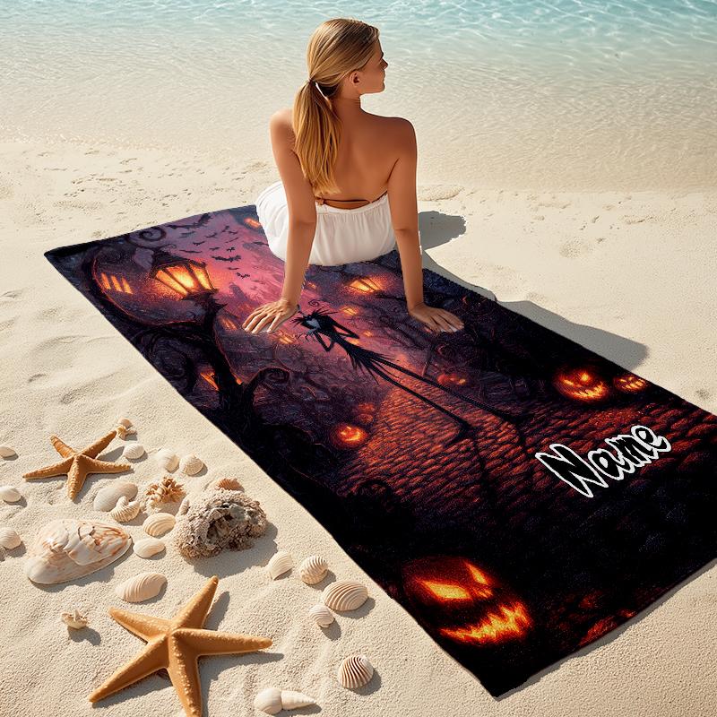 Personalized Nightmare Before Christmas Art Beach Towel Microfiber Beach Towel Thin Absorbent for Beach Swimming Yoga Bath Sports. 0910313