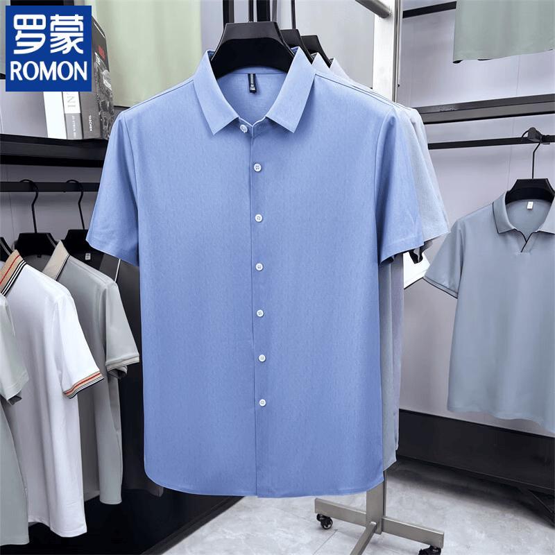ROMON Men s Linen Silk Blend Short Sleeve Cool Touch Shirt 180