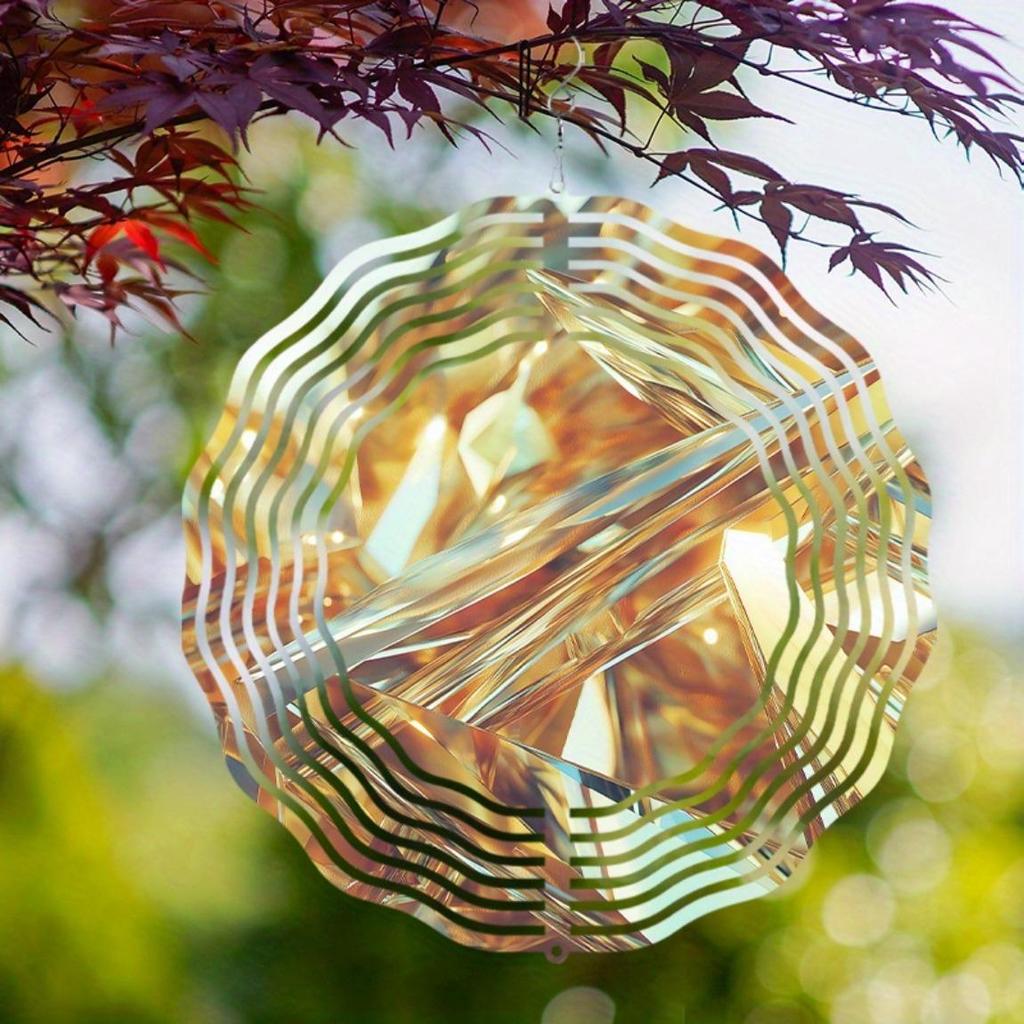 10 Inch Orange Golden Wind Spinner 360 Degree Rotating Metal Wind Chime for Outdoor Garden Patio Balcony Decor All Season Gift