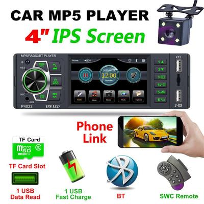 Estéreo do carro 1 din rádio bluetooth autoradio 4 Polegada tela de toque multimídia mp5 player suporte micofone e câmera visão traseira