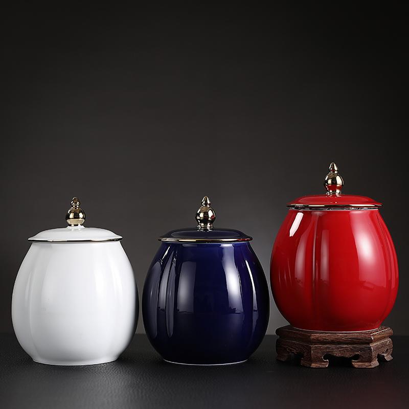 Plating Ceramic Jar with Lid Porcelain Sealed Coffee Tea Jar Porcelain Painted Gold Storage Jar Bottle Container Home Decoration
