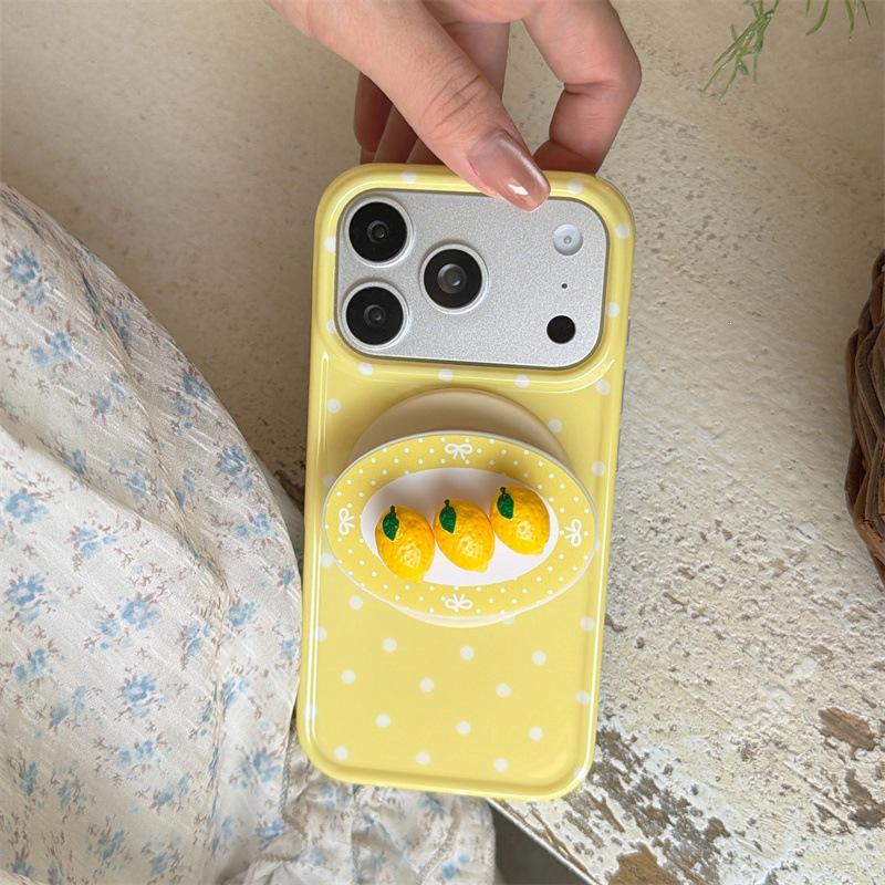 3D Lemon Peach Magnetic Stand Case for iPhone 17/16 Pro Max/15 Pro