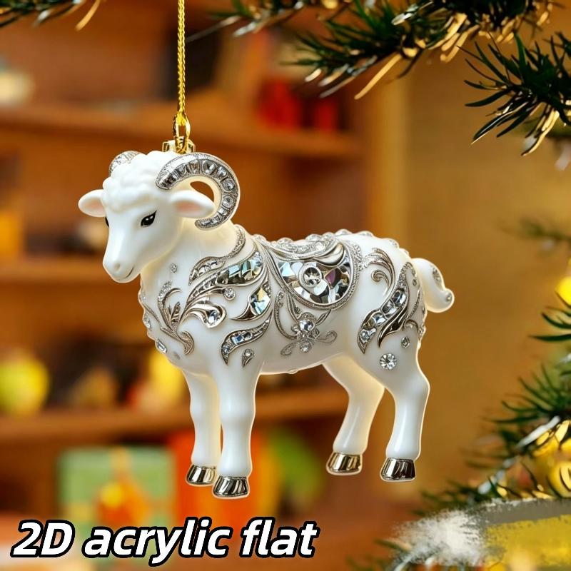1Pcs Sheep Shaped Flat Acrylic Car Rearview Mirror Hanger Aesthetic Pendant for Auto Interior Home Shelf Decor