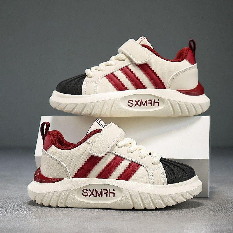 

Children s Single Shoes Spring and Autumn New Style Boys and Girls Soft Sole White Sneakers Sports Board Shoes Shell Toe Student Running Shoes 32-37One Hand6Double вино красного